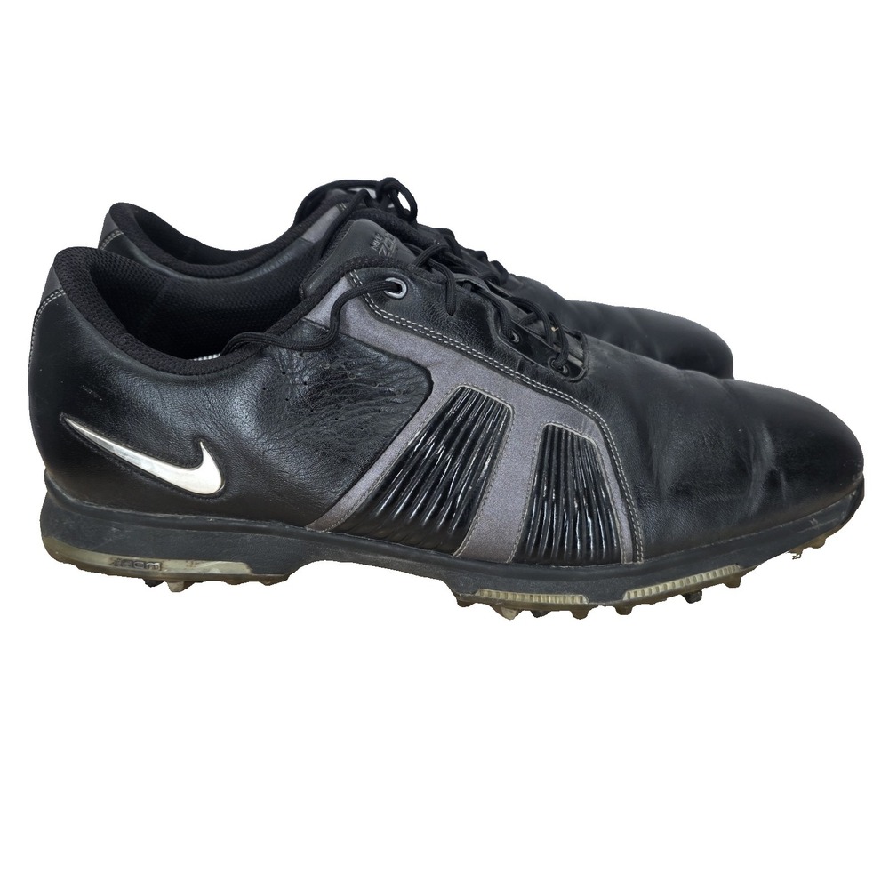 Nike Zoom Trophy Golf Shoes Mens 14 Black‎ Metallic Leather Sneakers 483246-001